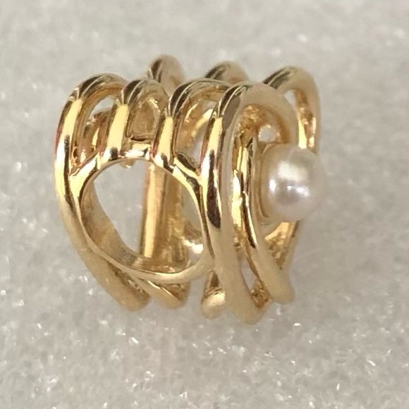 ❗️NEW❗️Pandora 14k Gold Openwork Swirling Heart & Treated Freshwater Pearl Charm - Picture 6 of 11
